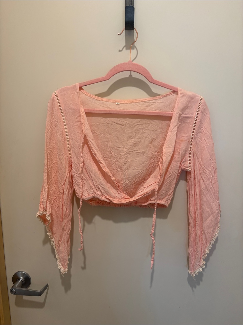 Pink Cropped Wrap Top